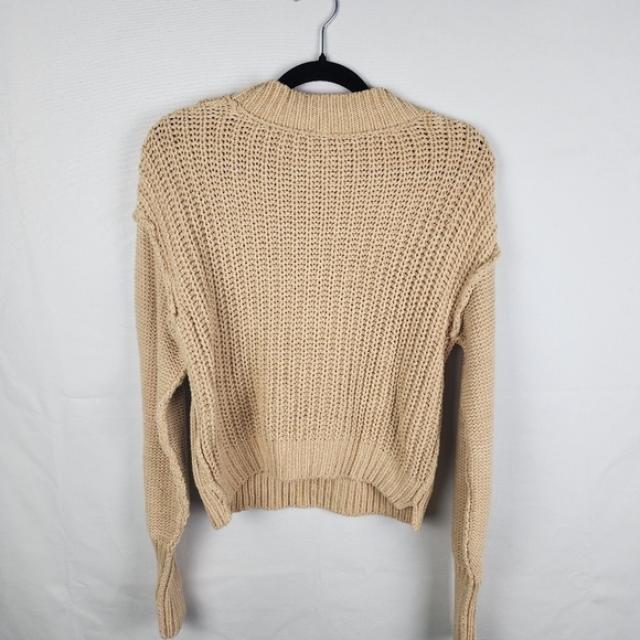 Free people Bell Song Crewneck Knit Exposed Hem Sweater Size XS Cottage Boho - Picture 3 of 7